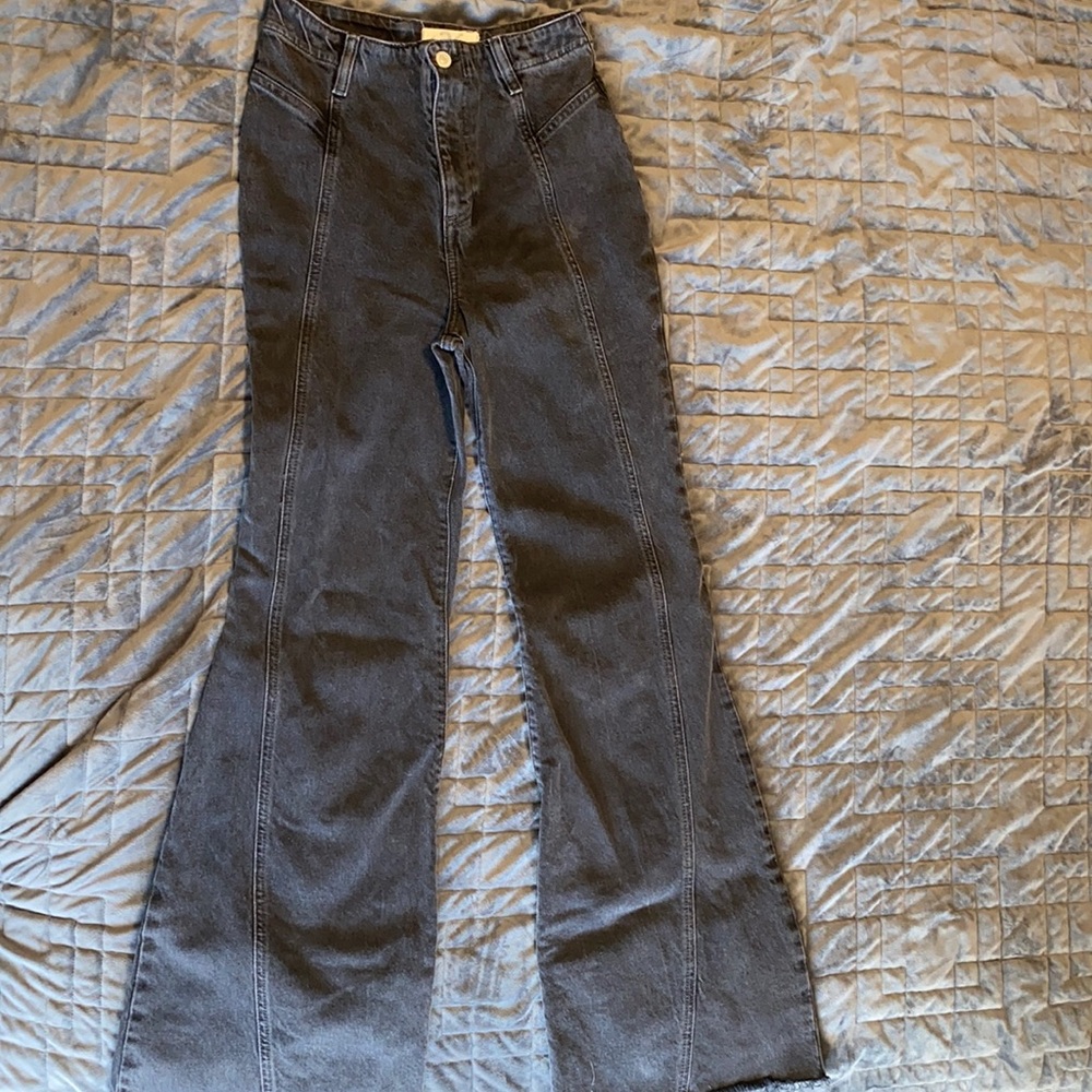 Free People high rise flare black denim jeans